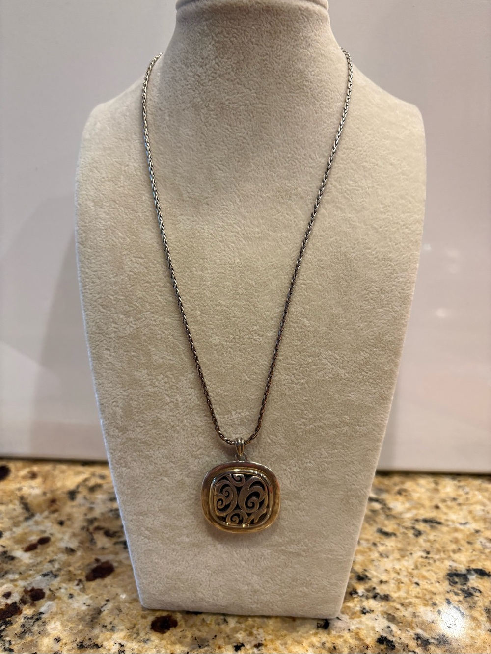 Brighton Silver and Gold Filigree Pendant Necklace